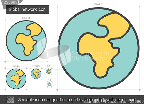 Image of Global network line icon.