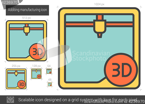 Image of Additing manufacturing line icon.