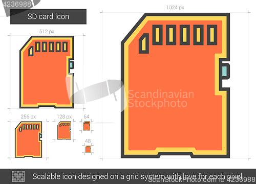 Image of SD card line icon.