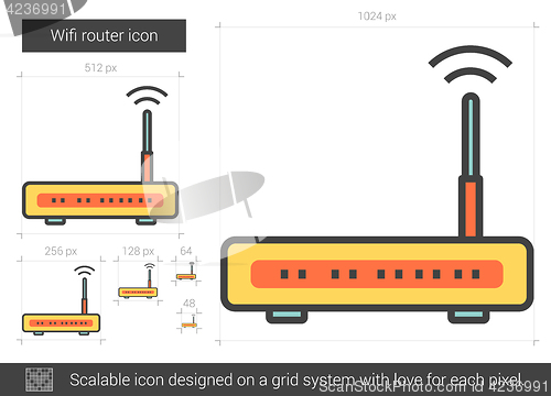 Image of Wifi router line icon.