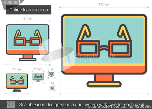 Image of Online learning line icon.