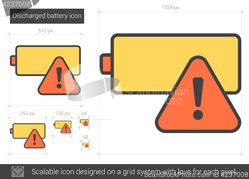 Image of Discharged battery line icon.