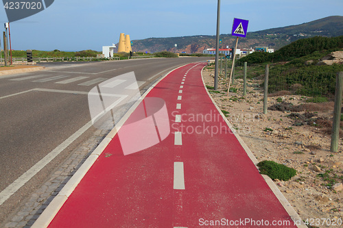 Image of Red bicycle path