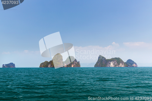 Image of krabi island cliffs in ocean water at thailand