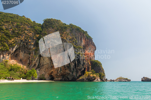 Image of krabi island cliff at thailand resort beach