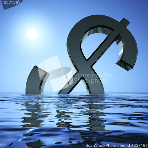 Image of Dollar Sinking In The Sea Showing Depression Recession And Econo