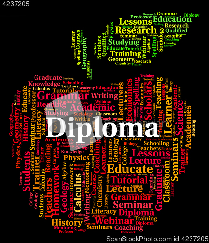 Image of Diploma Word Means Achievement Certificate And Awards