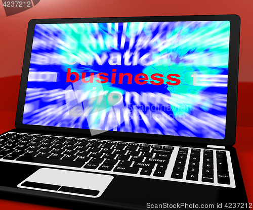 Image of Business Word On Computer Showing Commerce And Trade