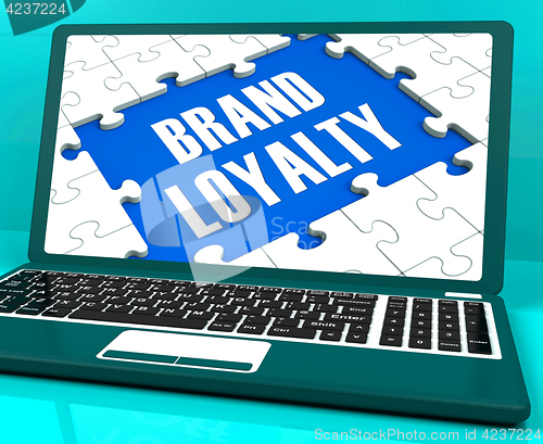 Image of Brand Loyalty On Laptop Showing Successful Branding