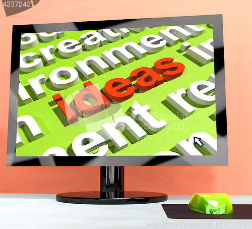 Image of Ideas Key On Computer Screen Showing Creativity