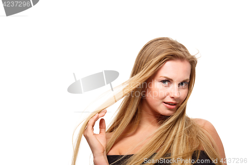 Image of Beautiful blonde on white background