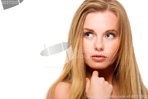 Image of Portrait of young long-haired woman
