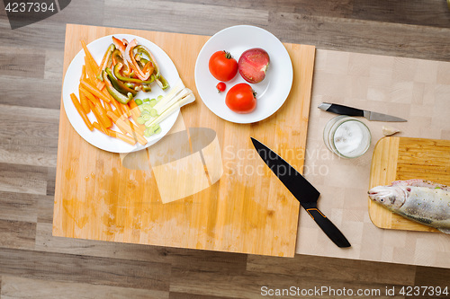 Image of Trout fish preparation for cooking