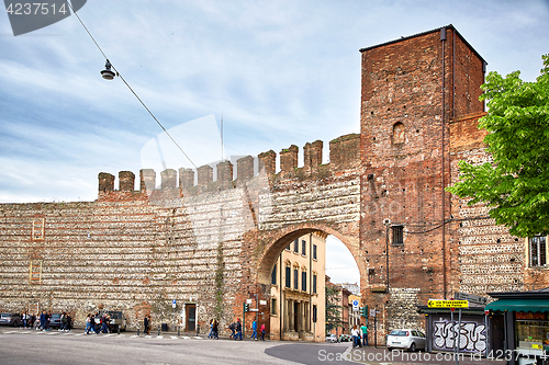 Image of Old brick city wall of Verona