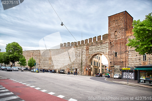 Image of Old brick city wall of Verona