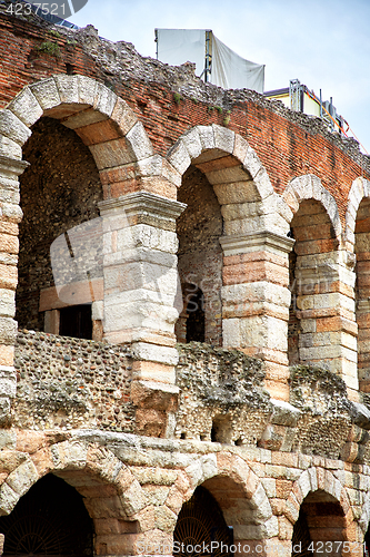 Image of  view of Arena di Verona ancient Roman Amphitheater