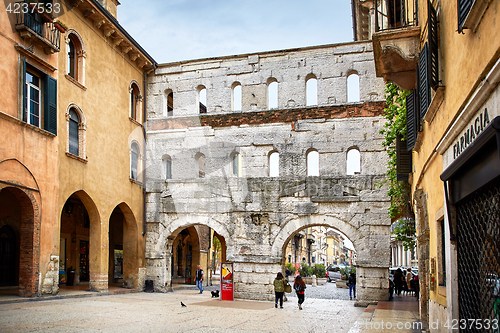 Image of Ancient Roman Porta Borsari Gate in Verona