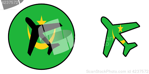 Image of Nation flag - Airplane isolated - Mauritania