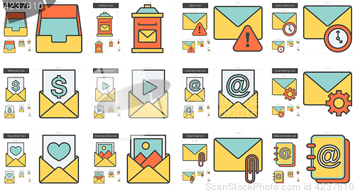 Image of Email line icon set.