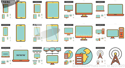 Image of Gadgets line icon set.