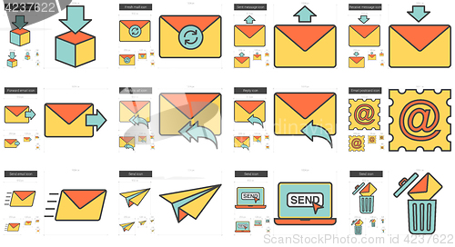 Image of Email line icon set.