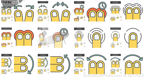 Image of Touch gestures line icon set.