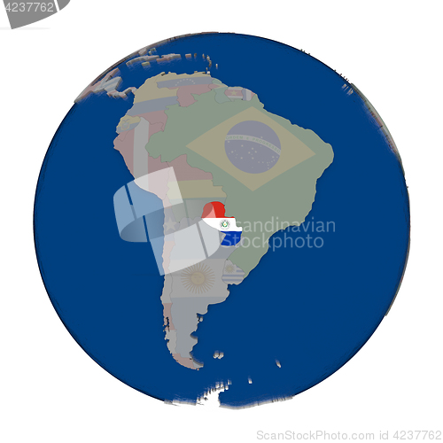 Image of Paraguay on political globe
