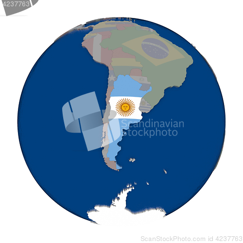 Image of Argentina on political globe