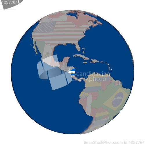 Image of Nicaragua on political globe