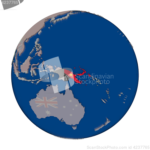 Image of Papua New Guinea on political globe