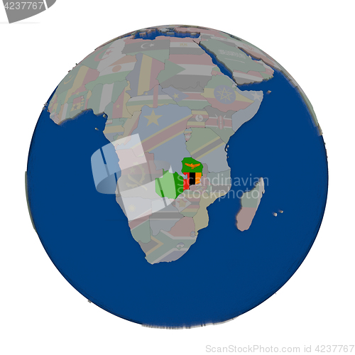 Image of Zambia on political globe