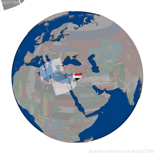 Image of Syria on political globe