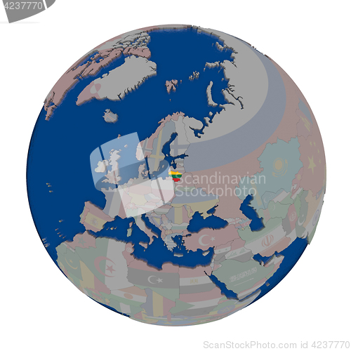 Image of Lithuania on political globe