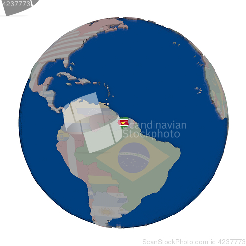 Image of Suriname on political globe