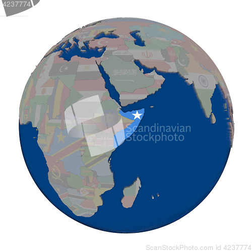 Image of Somalia on political globe