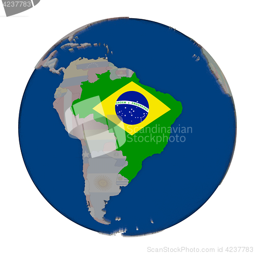 Image of Brazil on political globe