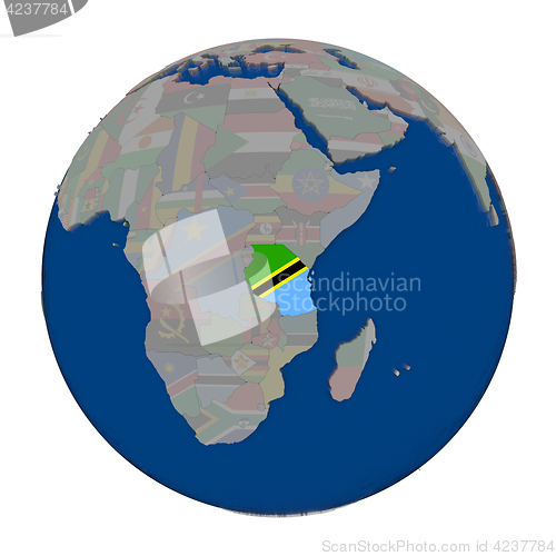 Image of Tanzania on political globe