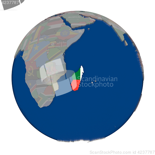 Image of Madagascar on political globe