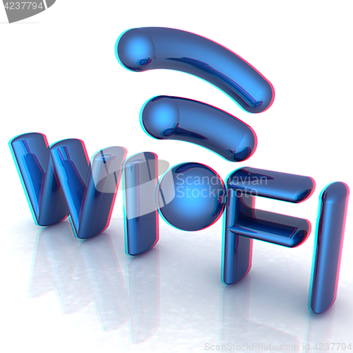 Image of WiFi symbol. 3d illustration. Anaglyph. View with red/cyan glass