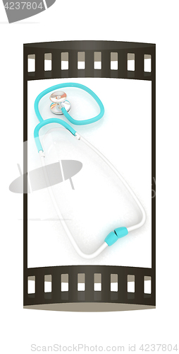 Image of stethoscope. 3d illustration. The film strip