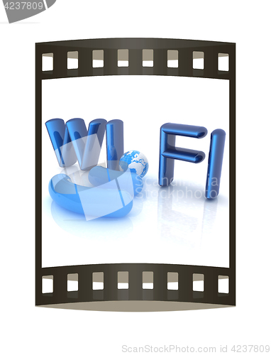 Image of WiFi symbol. 3d illustration. The film strip