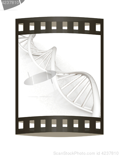 Image of DNA structure model. 3d illustration. The film strip