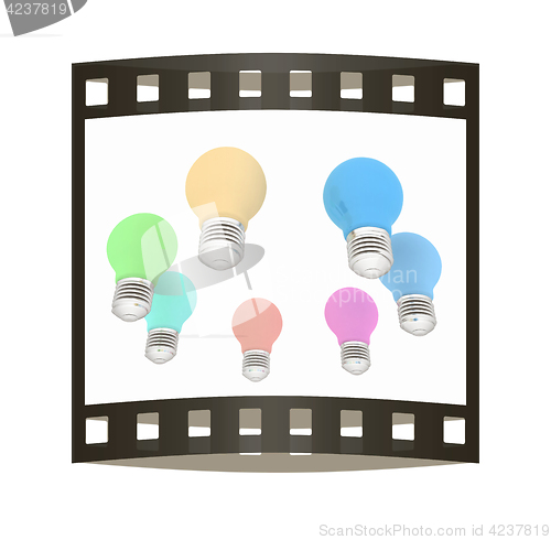 Image of lamps. 3D illustration. The film strip