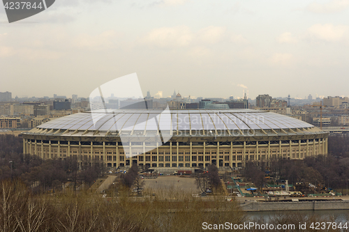 Image of Luzhniki stadium in Moscow, veiw from Vorobyovy Hills viewpoint