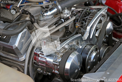 Image of Motorcycle engine close-up detail background