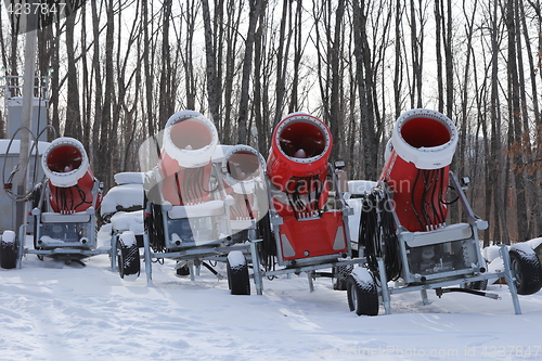 Image of Snowmaking is the production of snow on ski slopes.