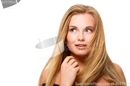 Image of Beautiful girl on empty background