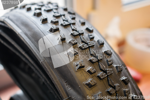 Image of Photo of studded bicycle tire