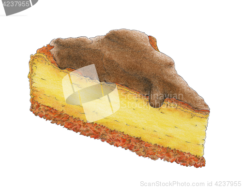 Image of Piece of cheesecake over white background