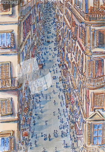 Image of Street of Rome at high angle view